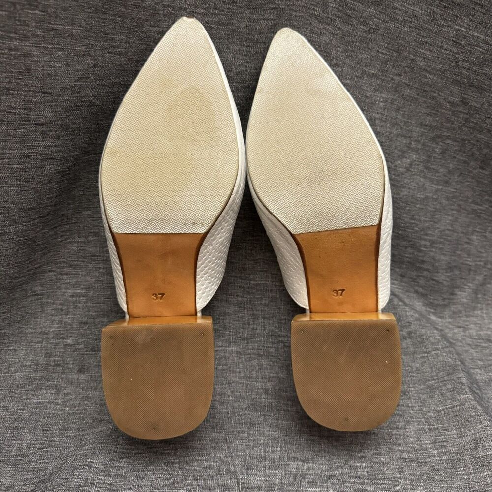 James Smith Leather White Mules style Snake Size 37 Us 6 - Picture 7 of 8